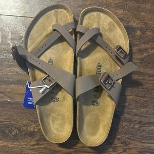 Birkenstock Taupe Cross-Strap Sandals